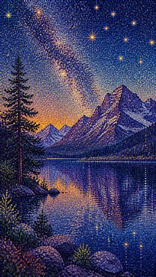 Pointillist Impressionism Art Style phone wallpaper example