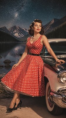Vintage 50s Fashion Style phone wallpaper example