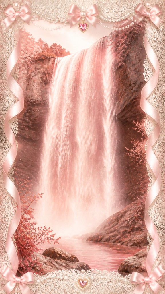 towering waterfall cascading down a cliff — Coquette Aesthetic