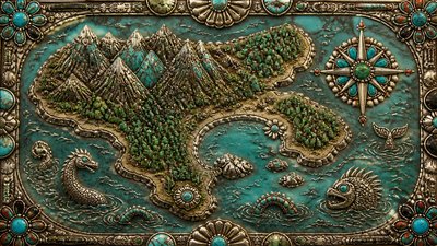 Southwestern Turquoise Jewelry Style fantasy map example
