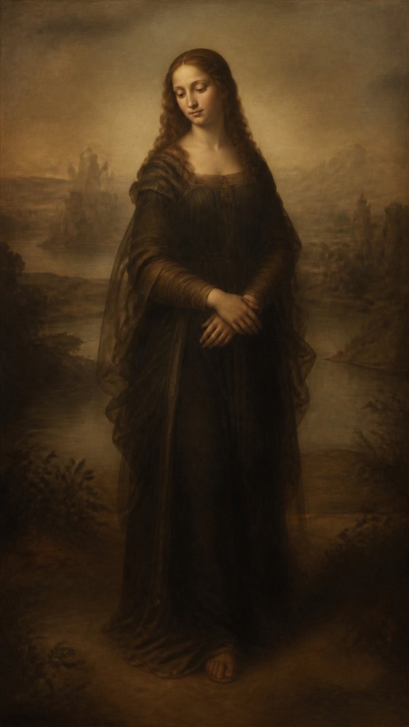 full-length portrait of an elegant figure — Sfumato Portrait Renaissance Art Style