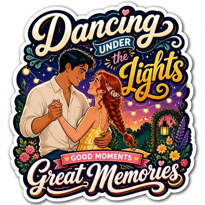 Typography Sticker Design couple portrait example