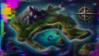 Glitch Digital Art Style fantasy map example