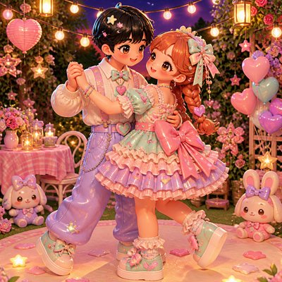 Kawaii Fashion Style couple portrait example