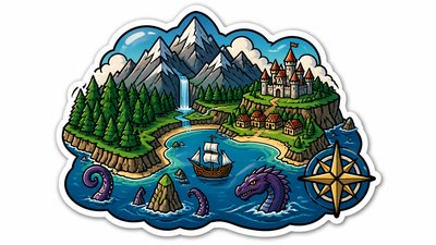 Die-Cut Sticker Design fantasy map example