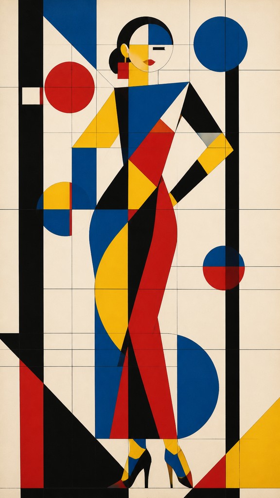 full-length portrait of an elegant figure — Bauhaus Geometric Art
