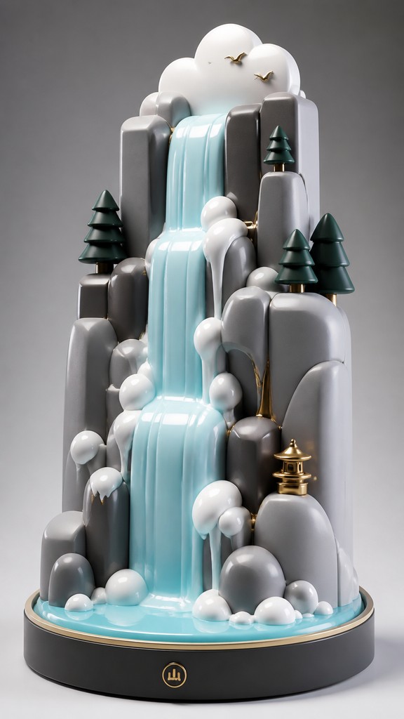 towering waterfall cascading down a cliff — Art Toy Sculpture