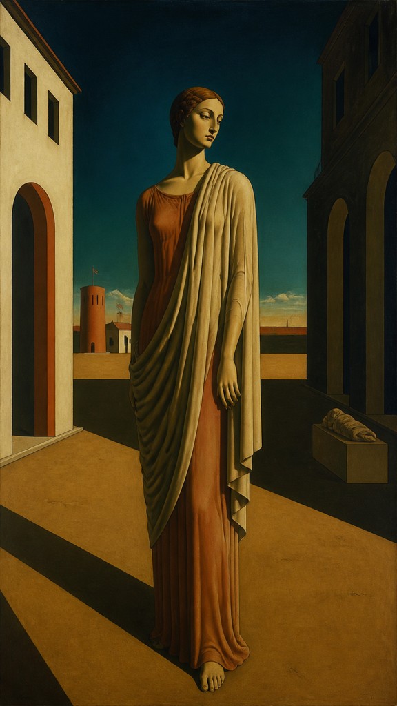 full-length portrait of an elegant figure — Metaphysical Painting Art Style