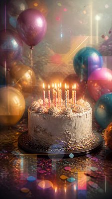 Contemporary Digital Landscape Art Style birthday card example