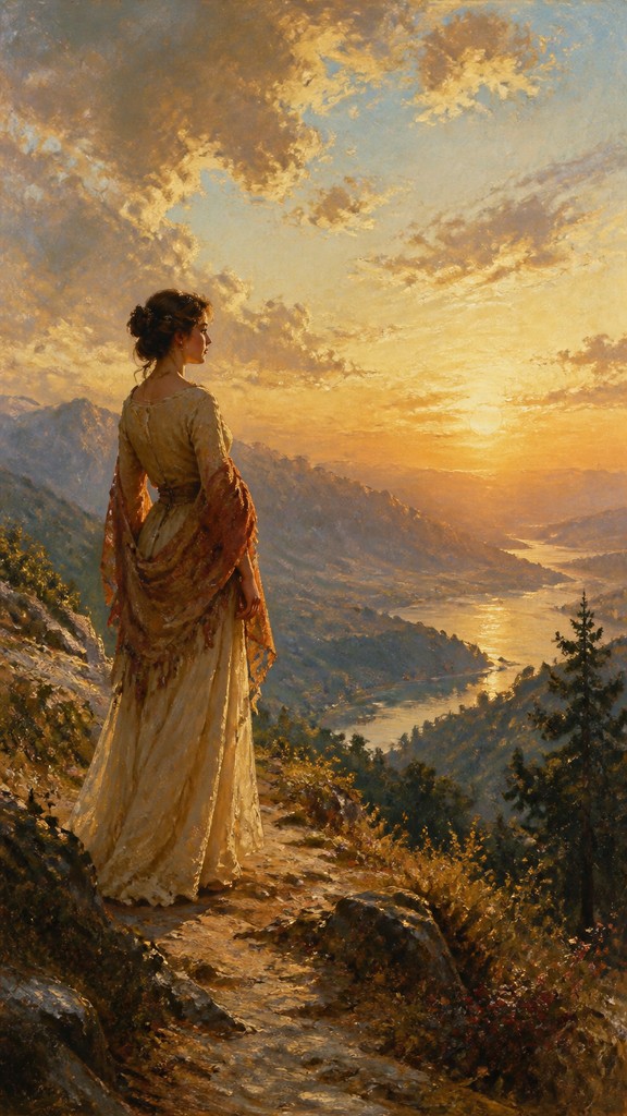 full-length portrait of an elegant figure — Landscape Nature Art