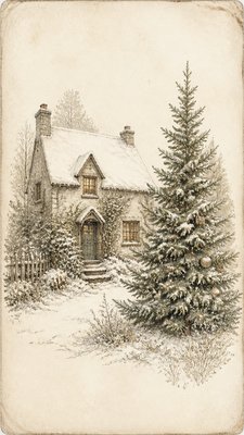 Traditional Botanical Still Life Art Style Christmas card example
