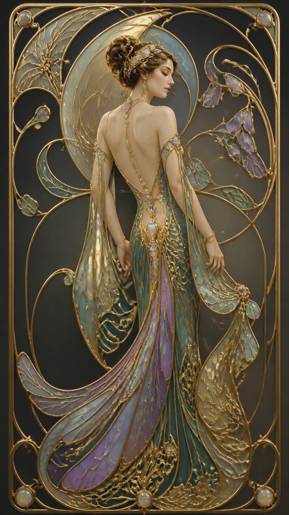 full-length portrait of an elegant figure — Art Nouveau Jewelry Design