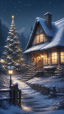 Semi-Realistic Anime Art Style Christmas card example