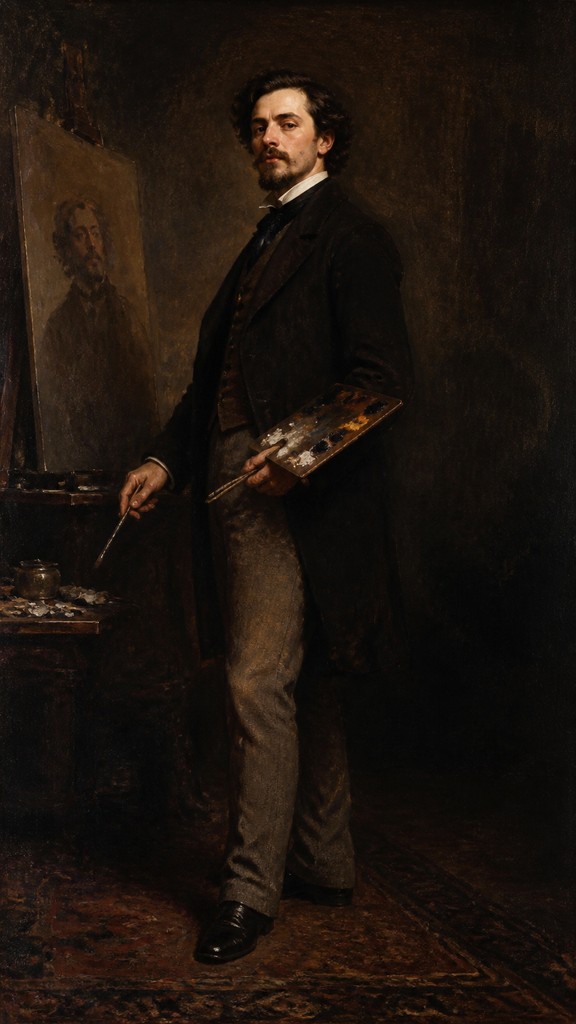 full-length portrait of an elegant figure — Self-Portrait Painting Style