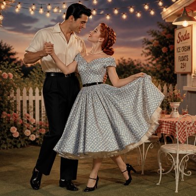 Vintage 50s Fashion Style couple portrait example