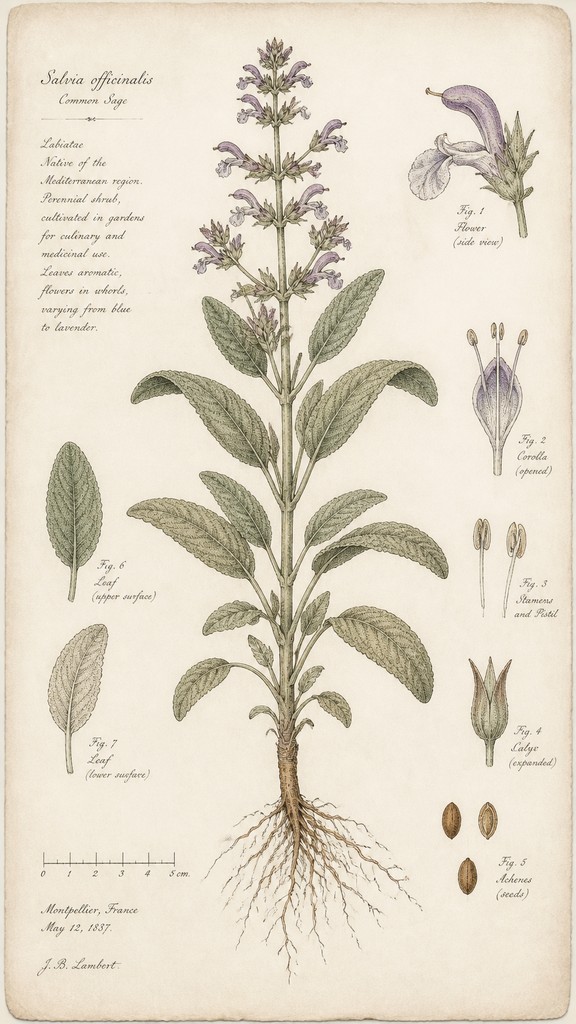 full-length portrait of an elegant figure — Traditional Botanical Still Life Art Style