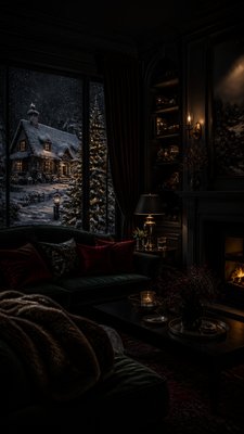 Dark Moody Interior Design Christmas card example
