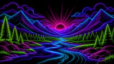 Neon Outline Style desktop wallpaper example