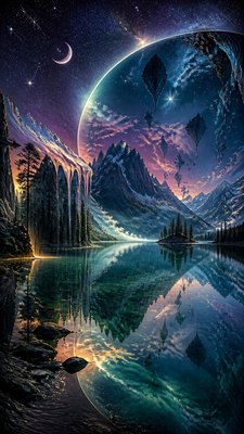Surrealist Landscape Art Style phone wallpaper example