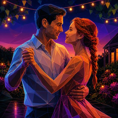 Digital Geometric Art couple portrait example