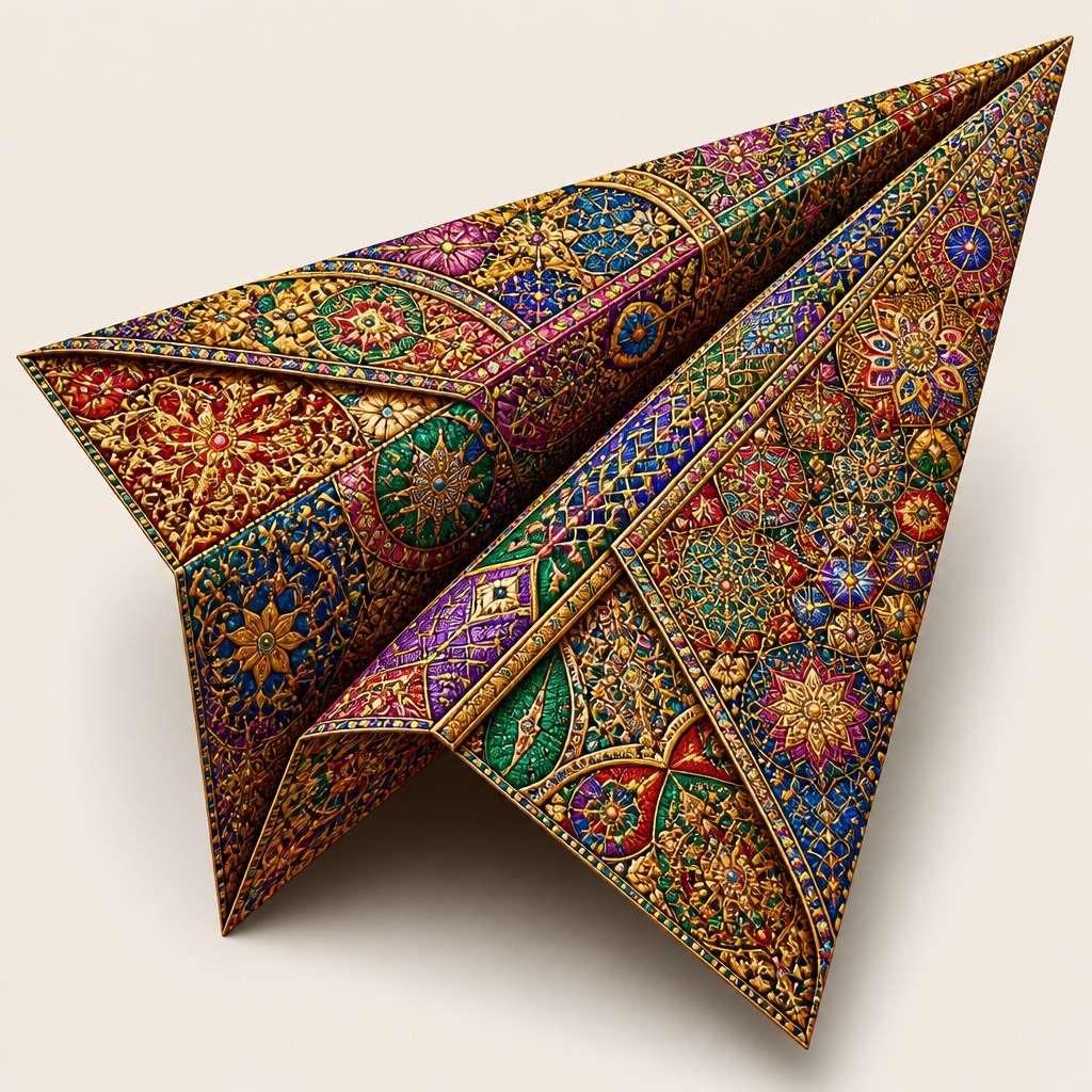 a paper plane, clean minimal composition on a plain background, no text — Maximalism Art Style icon