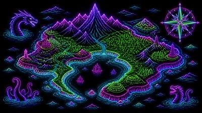 Neon Outline Style fantasy map example