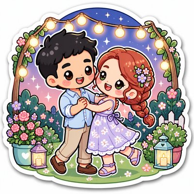 Kawaii Sticker Design couple portrait example