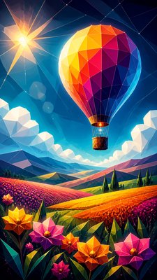 Digital Geometric Art greeting card example