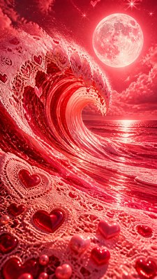 an ocean wave curling under moonlight, no people — Lovecore Aesthetic wallpaper