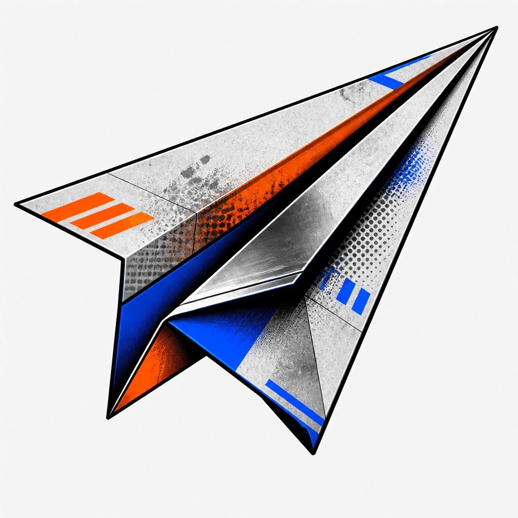 a paper plane, clean minimal composition on a plain background, no text — Streetwear Fashion Design icon