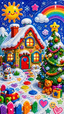 Kidcore Aesthetic Christmas card example