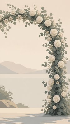Minimalist Landscape Art Style wedding invitation example