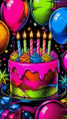 Neo-Pop Art Style birthday card example