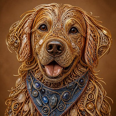 Wire-Wrapped Jewelry Style pet portrait example