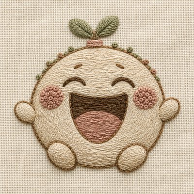 Hand Embroidery Illustration / Textile Art Twitch emote example