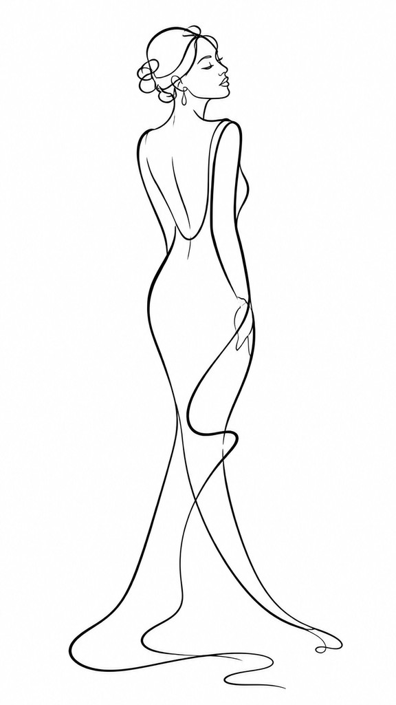 full-length portrait of an elegant figure — Minimalist Line Portrait Style
