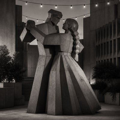 Brutalist Architecture Art couple portrait example