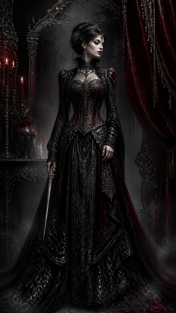 full-length portrait of an elegant figure — Gothic Fashion Design