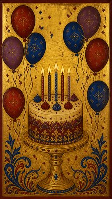 Byzantine Art Style birthday card example
