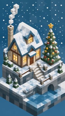 Isometric Geometric Art Christmas card example