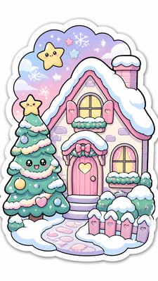 Kawaii Sticker Design Christmas card example