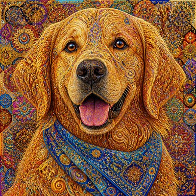 Maximalism Art Style pet portrait example