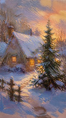 Plein Air Landscape Art Style Christmas card example