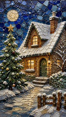 Ceramic Mosaic Art Style Christmas card example