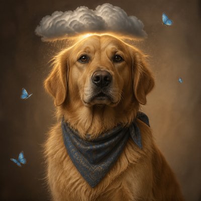 Magical Realism Art Style pet portrait example