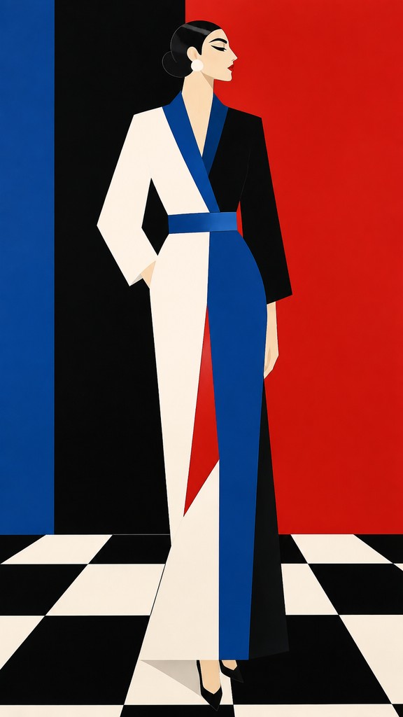 full-length portrait of an elegant figure — Hard-edge Painting Style