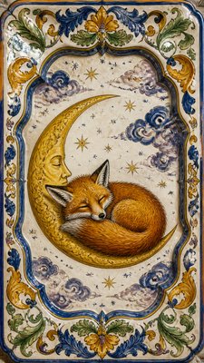 Majolica Ceramic Art Style baby announcement example