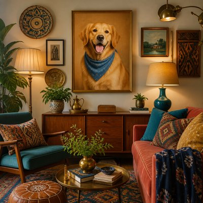 Eclectic Interior Design pet portrait example