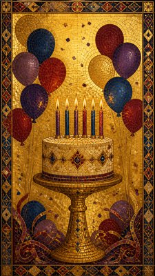 Byzantine Classical Art Style birthday card example