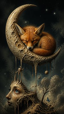 Surrealism Art Style baby announcement example